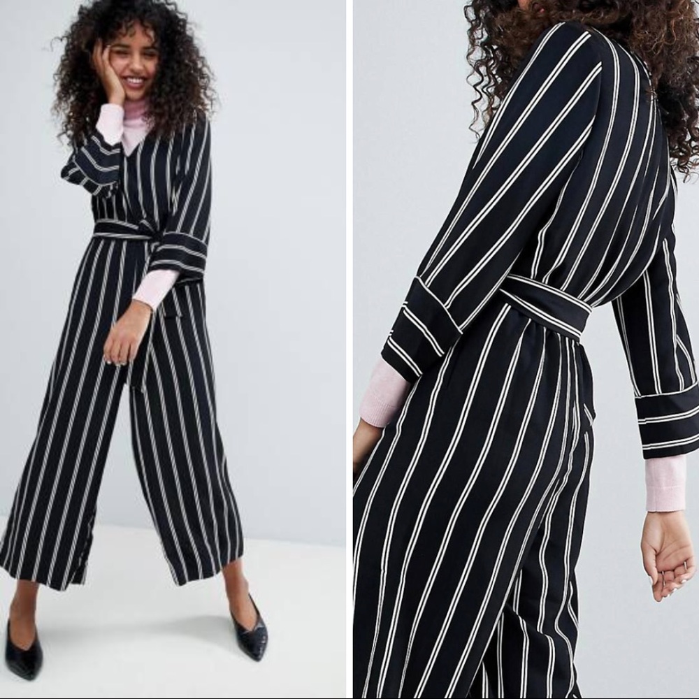 Monki striped wide leg jumpsuit